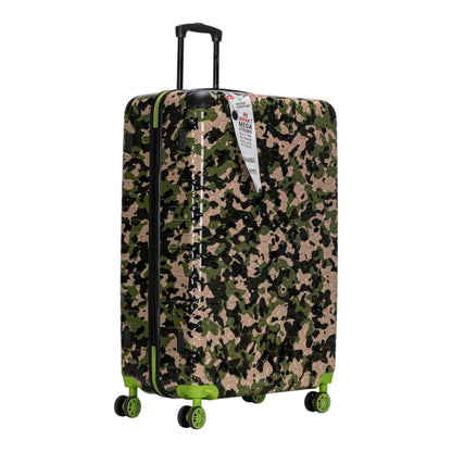 Eagle Camouflage Print Lightweight 4 Wheel ABS Hard Shell Luggage Suitcase Green