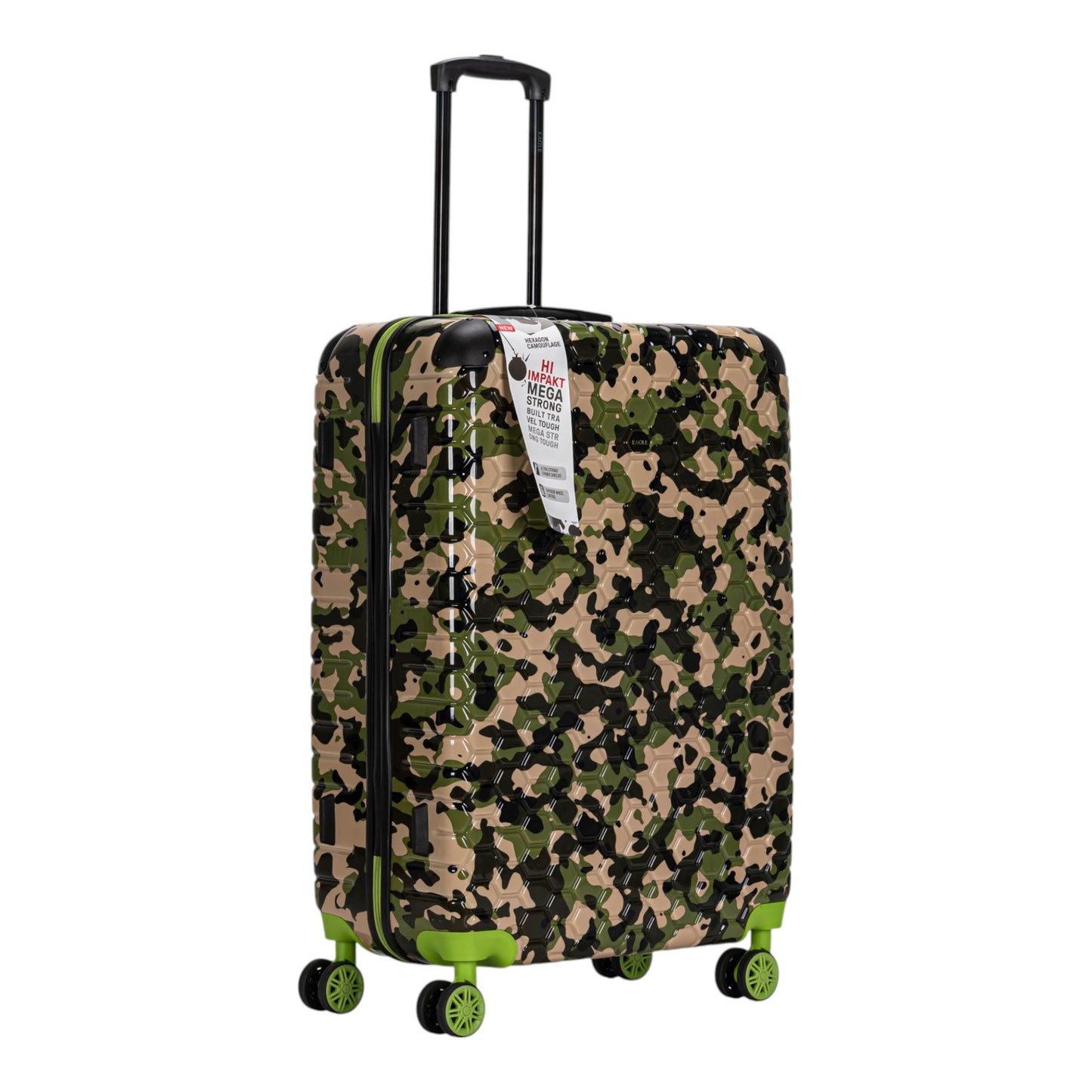 Eagle Camouflage Print Lightweight 4 Wheel ABS Hard Shell Luggage Suitcase Green