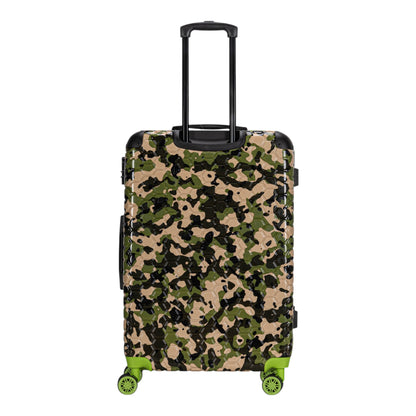 Eagle Camouflage Print Lightweight 4 Wheel ABS Hard Shell Luggage Suitcase Green
