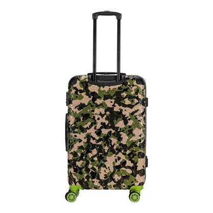 Eagle Camouflage Print Lightweight 4 Wheel ABS Hard Shell Luggage Suitcase Green