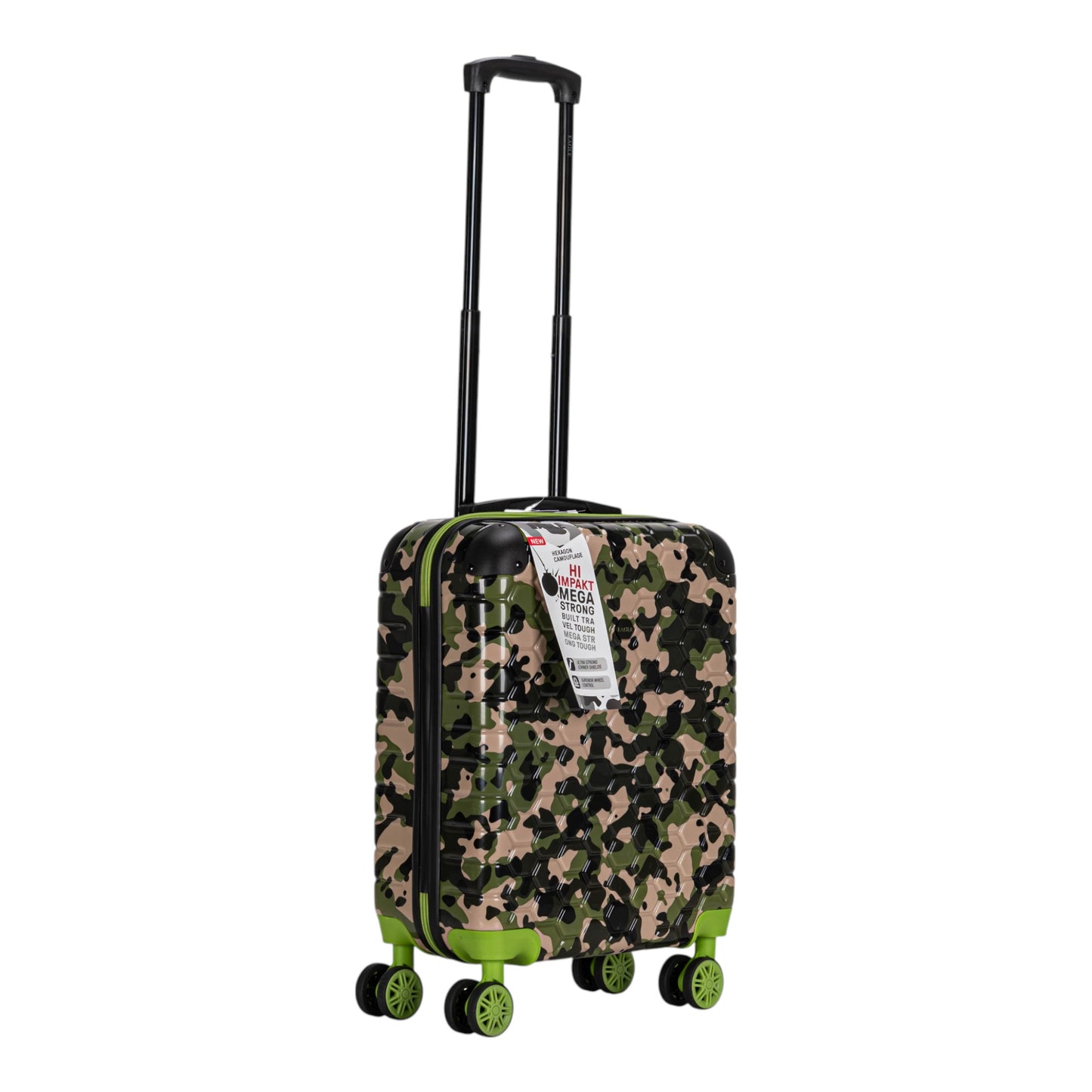 Eagle Camouflage Print Lightweight 4 Wheel ABS Hard Shell Luggage Suitcase Green