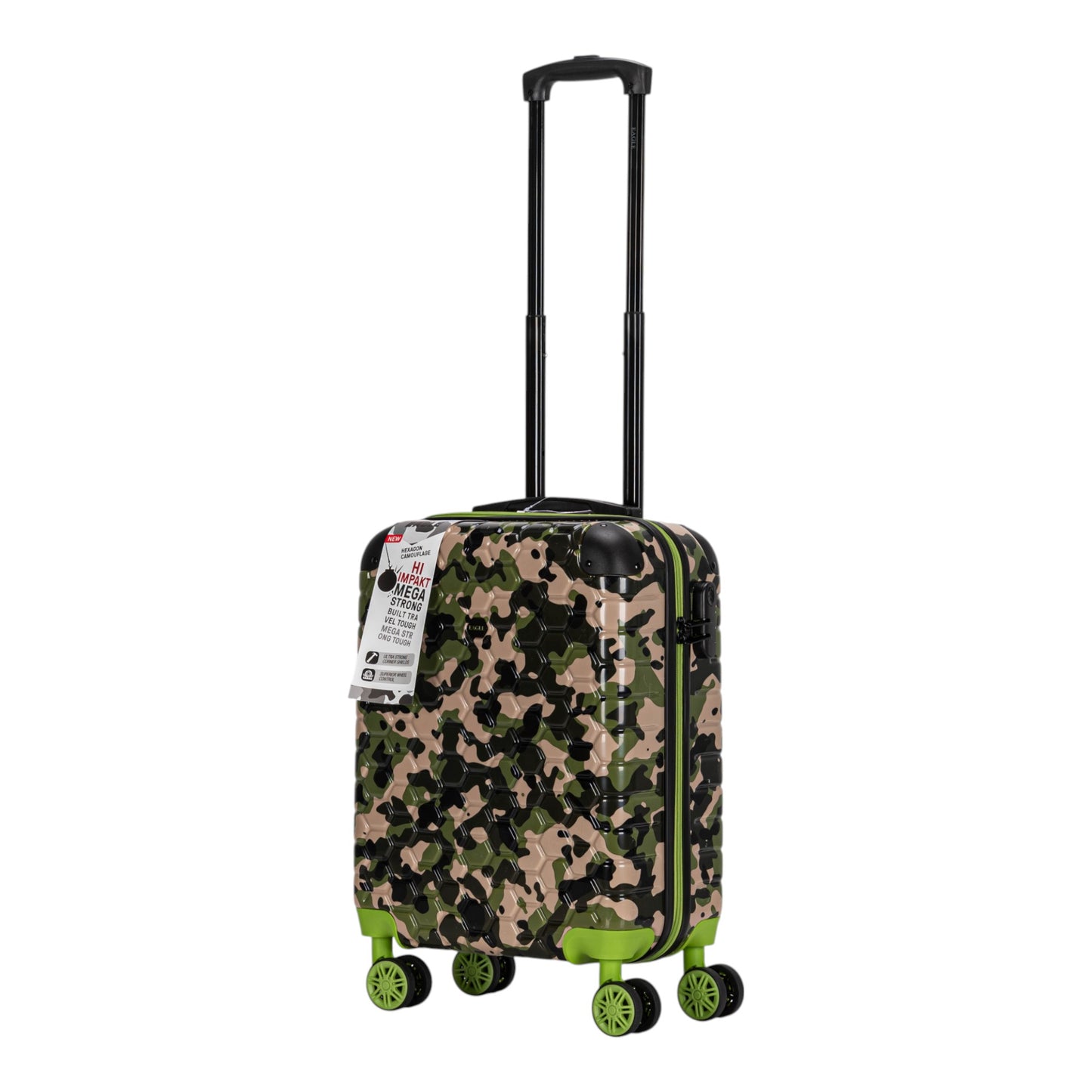 Eagle Camouflage Print Lightweight 4 Wheel ABS Hard Shell Luggage Suitcase Green