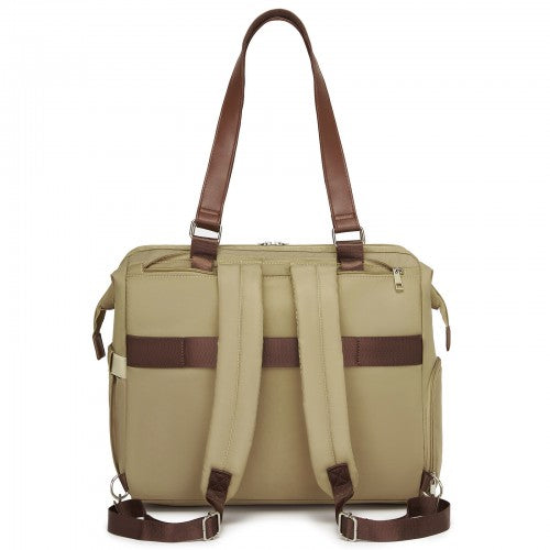 BCK2503 - Kono Large Nappy Changing Tote Bag with Shoe Compartment, Insulated Pockets & Waterproof Zip Pocket - Khaki