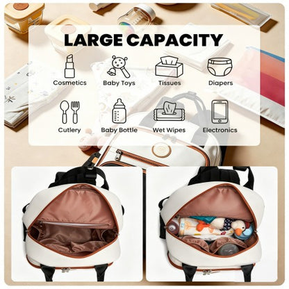 Miss Lulu BCM2532 black and beige changing backpack – detail view 9