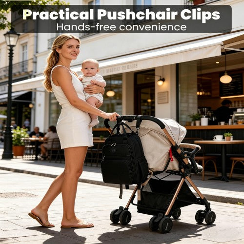 BCM2532 - Miss Lulu Stylish Multifunctional Baby Changing Backpack with Insulated Bottle Holders, Stroller Clips & Trolley Sleeve for Everyday & Travel