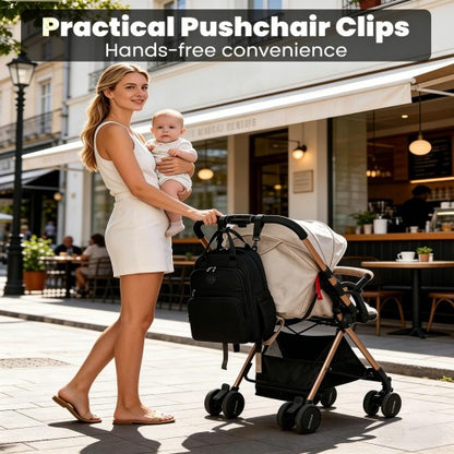 BCM2532 - Miss Lulu Stylish Multifunctional Baby Changing Backpack with Insulated Bottle Holders, Stroller Clips & Trolley Sleeve for Everyday & Travel