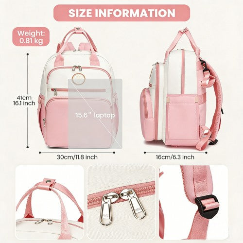 Miss Lulu BCM2532 pink and beige changing backpack – detail view 6