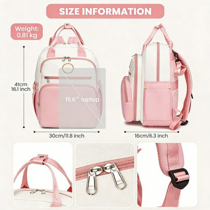 Miss Lulu BCM2532 pink and beige changing backpack – detail view 6