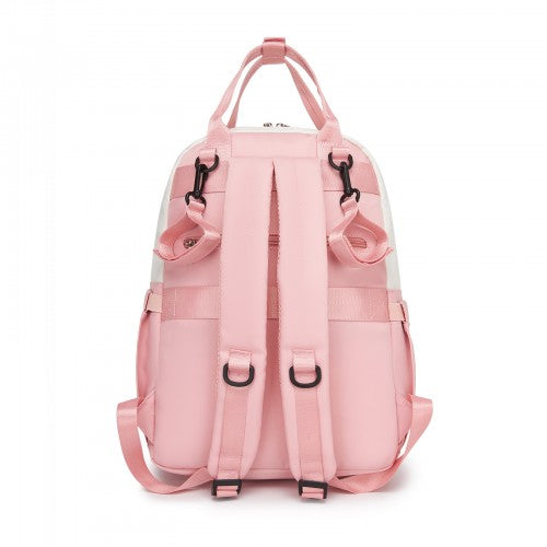 Miss Lulu BCM2532 pink and beige changing backpack – detail view 4