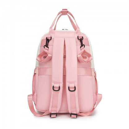 Miss Lulu BCM2532 pink and beige changing backpack – detail view 4