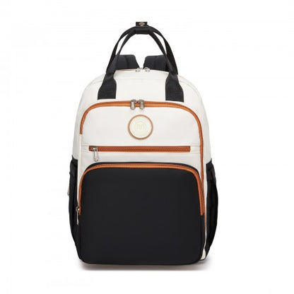Miss Lulu BCM2532 black and beige changing backpack – side view