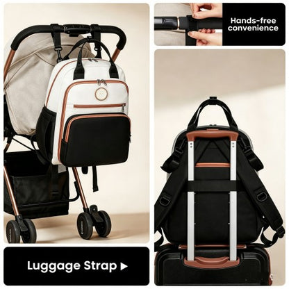 Miss Lulu BCM2532 black and beige changing backpack – detail view 10