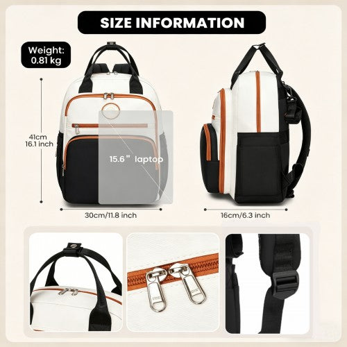 Miss Lulu BCM2532 black and beige changing backpack – detail view 6