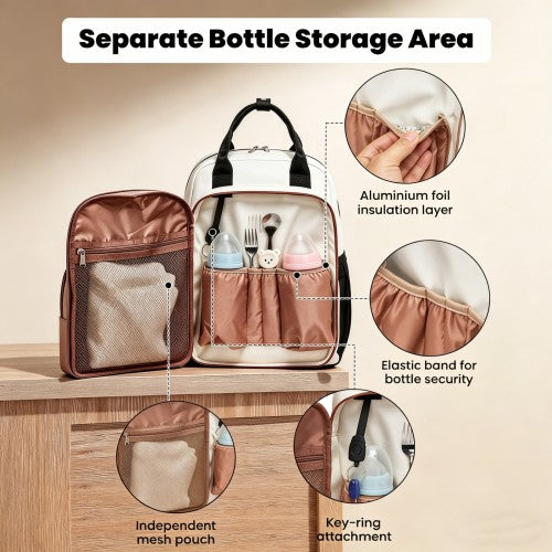 Miss Lulu BCM2532 black and beige changing backpack – detail view 8