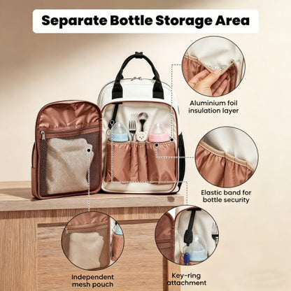 Miss Lulu BCM2532 black and beige changing backpack – detail view 8