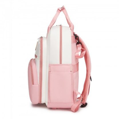 Miss Lulu BCM2532 pink and beige changing backpack – rear view