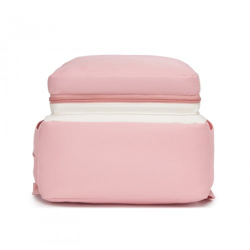 Miss Lulu BCM2532 pink and beige changing backpack – detail view 5