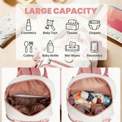 Miss Lulu BCM2532 pink and beige changing backpack – detail view 8