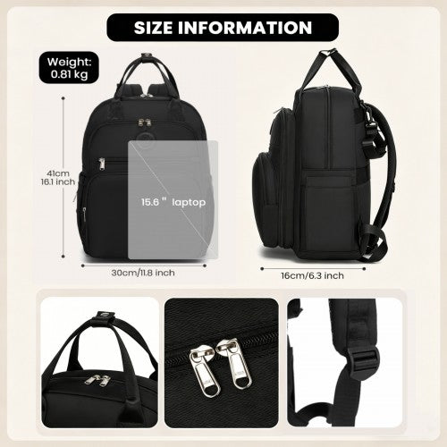 BCM2532 - Miss Lulu Stylish Multifunctional Baby Changing Backpack with Insulated Bottle Holders, Stroller Clips & Trolley Sleeve for Everyday & Travel