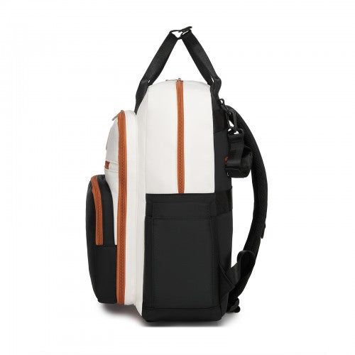 Miss Lulu BCM2532 black and beige changing backpack – rear view