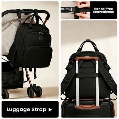 BCM2532 - Miss Lulu Stylish Multifunctional Baby Changing Backpack with Insulated Bottle Holders, Stroller Clips & Trolley Sleeve for Everyday & Travel