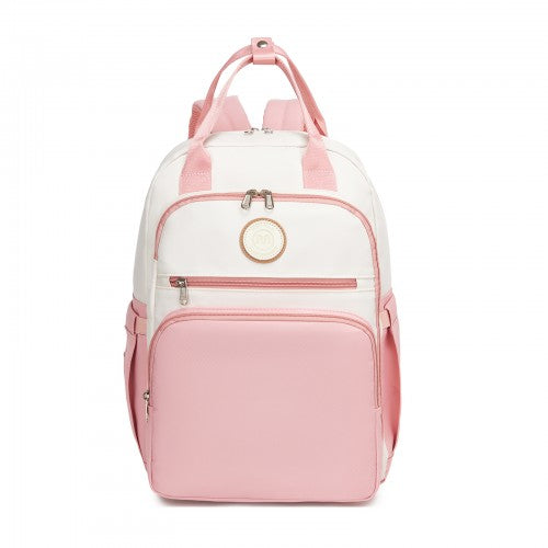 Miss Lulu BCM2532 pink and beige changing backpack – side view