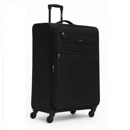 Eagle Super Lightweight 4 Wheels Spinner Soft Shell Expandable Luggage Black