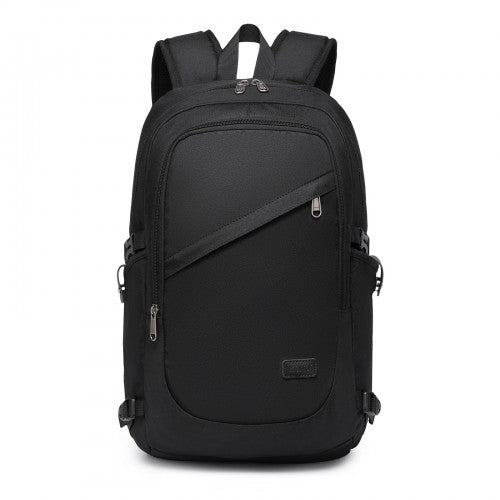 BPK2426 - Kono Minimalist Design Tech Backpack with USB & Type-C Port and Laptop Compartment - Black