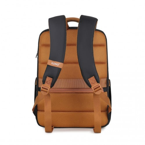 Kono BPK2433 black and brown laptop backpack – detail view 5