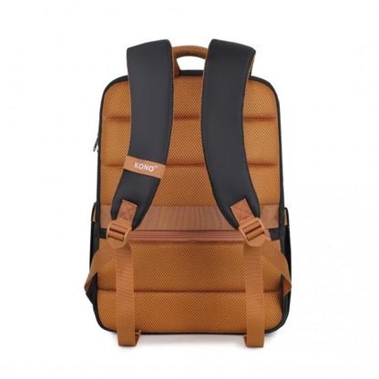 Kono BPK2433 black and brown laptop backpack – detail view 5