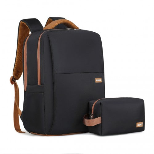 Kono BPK2433 black and brown laptop backpack – front view