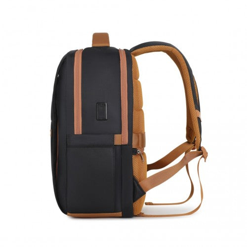 Kono BPK2433 black and brown laptop backpack – detail view 4