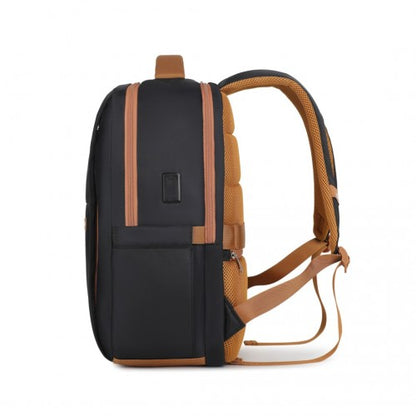 Kono BPK2433 black and brown laptop backpack – detail view 4