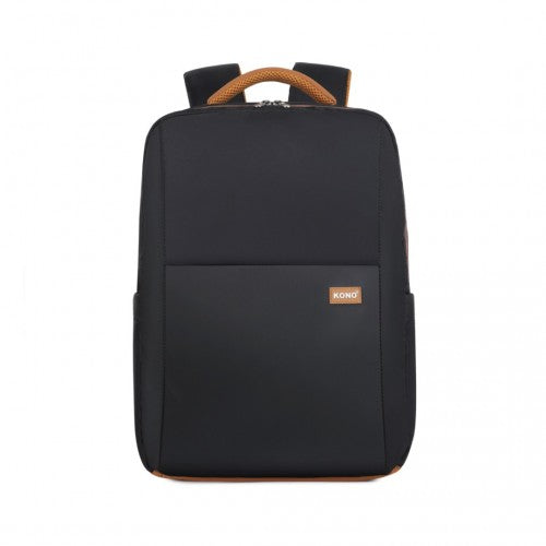 Kono BPK2433 black and brown laptop backpack – rear view