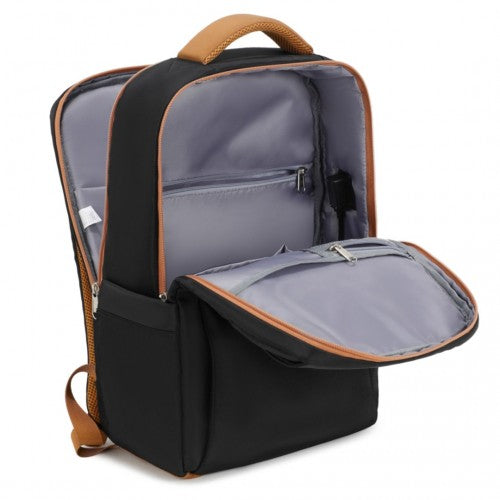 Kono BPK2433 black and brown laptop backpack – detail view 10