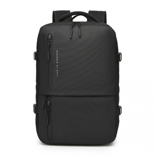 BPK2437 - Kono Practical Carry-On Cabin Size Travel Laptop Backpack with USB & Type-C Charging Port Under Seat Overnight Backpack - Black