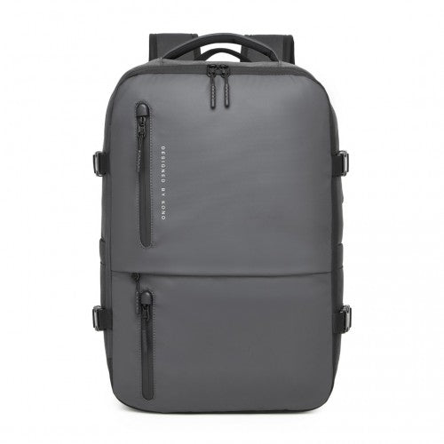 BPK2437 - Kono Practical Carry-On Cabin Size Travel Laptop Backpack with USB & Type-C Charging Port Under Seat Overnight Backpack - Grey