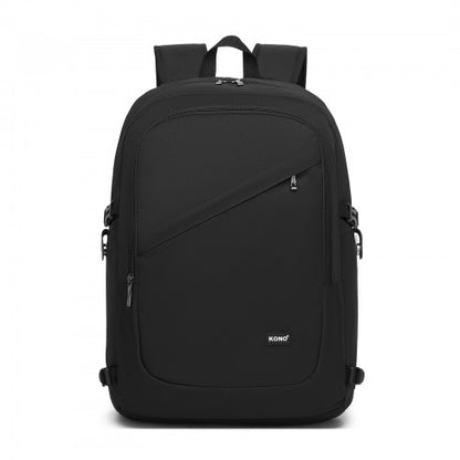 BPK2501 - Kono Modern Urban Style Laptop Backpack – School & Commuter Rucksack with USB & Type-C Charging Port - Black