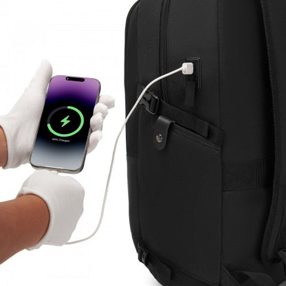 BPK2501 - Kono Modern Urban Style Laptop Backpack – School & Commuter Rucksack with USB & Type-C Charging Port - Black