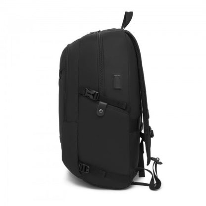 BPK2501 - Kono Modern Urban Style Laptop Backpack – School & Commuter Rucksack with USB & Type-C Charging Port - Black
