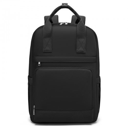 BPK2502 - Kono Casual Contemporary Backpack with Laptop Sleeve & Padded Straps for Daily Commute - Black