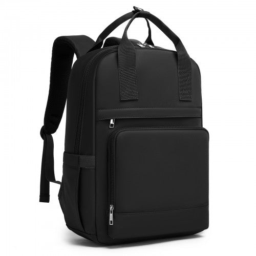 BPK2502 - Kono Casual Contemporary Backpack with Laptop Sleeve & Padded Straps for Daily Commute - Black