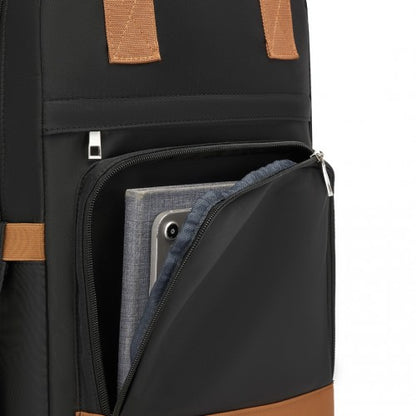BPK2502 - Kono Casual Contemporary Backpack with Laptop Sleeve & Padded Straps for Daily Commute - Black and Brown