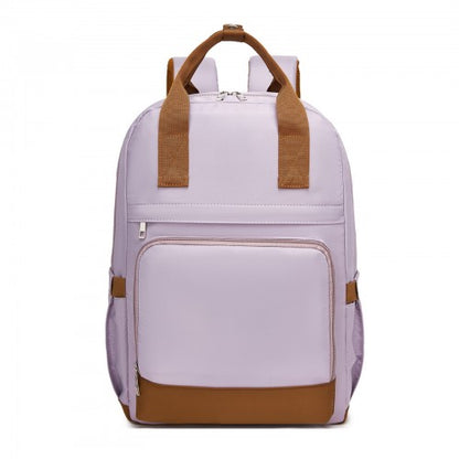 BPK2502 - Kono Casual Contemporary Backpack with Laptop Sleeve & Padded Straps for Daily Commute - Purple and Brown