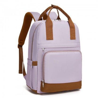 BPK2502 - Kono Casual Contemporary Backpack with Laptop Sleeve & Padded Straps for Daily Commute - Purple and Brown