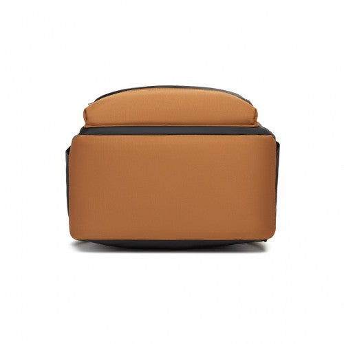 BPK2502 - Kono Casual Contemporary Backpack with Laptop Sleeve & Padded Straps for Daily Commute - Black and Brown