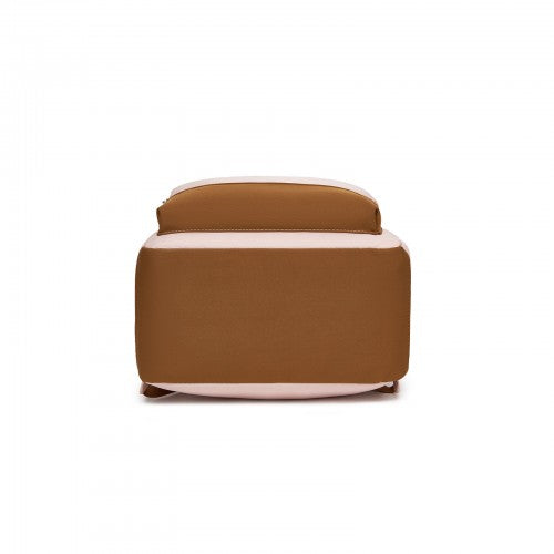 BPK2502 - Kono Casual Contemporary Backpack with Laptop Sleeve & Padded Straps for Daily Commute - Pink and Brown