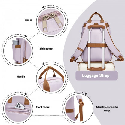 BPK2502 - Kono Casual Contemporary Backpack with Laptop Sleeve & Padded Straps for Daily Commute - Purple and Brown