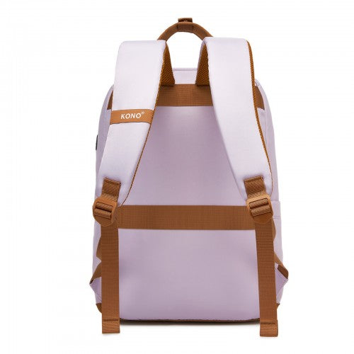 BPK2502 - Kono Casual Contemporary Backpack with Laptop Sleeve & Padded Straps for Daily Commute - Purple and Brown