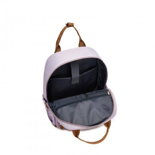 BPK2502 - Kono Casual Contemporary Backpack with Laptop Sleeve & Padded Straps for Daily Commute - Purple and Brown